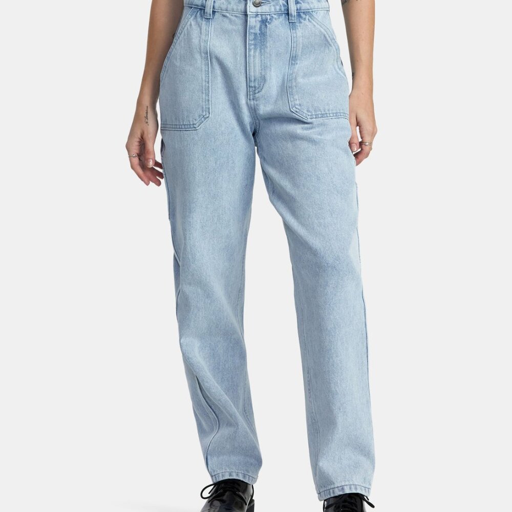 RVCA Recession Denim Straight Leg Jeans in Light Wash, Size 24